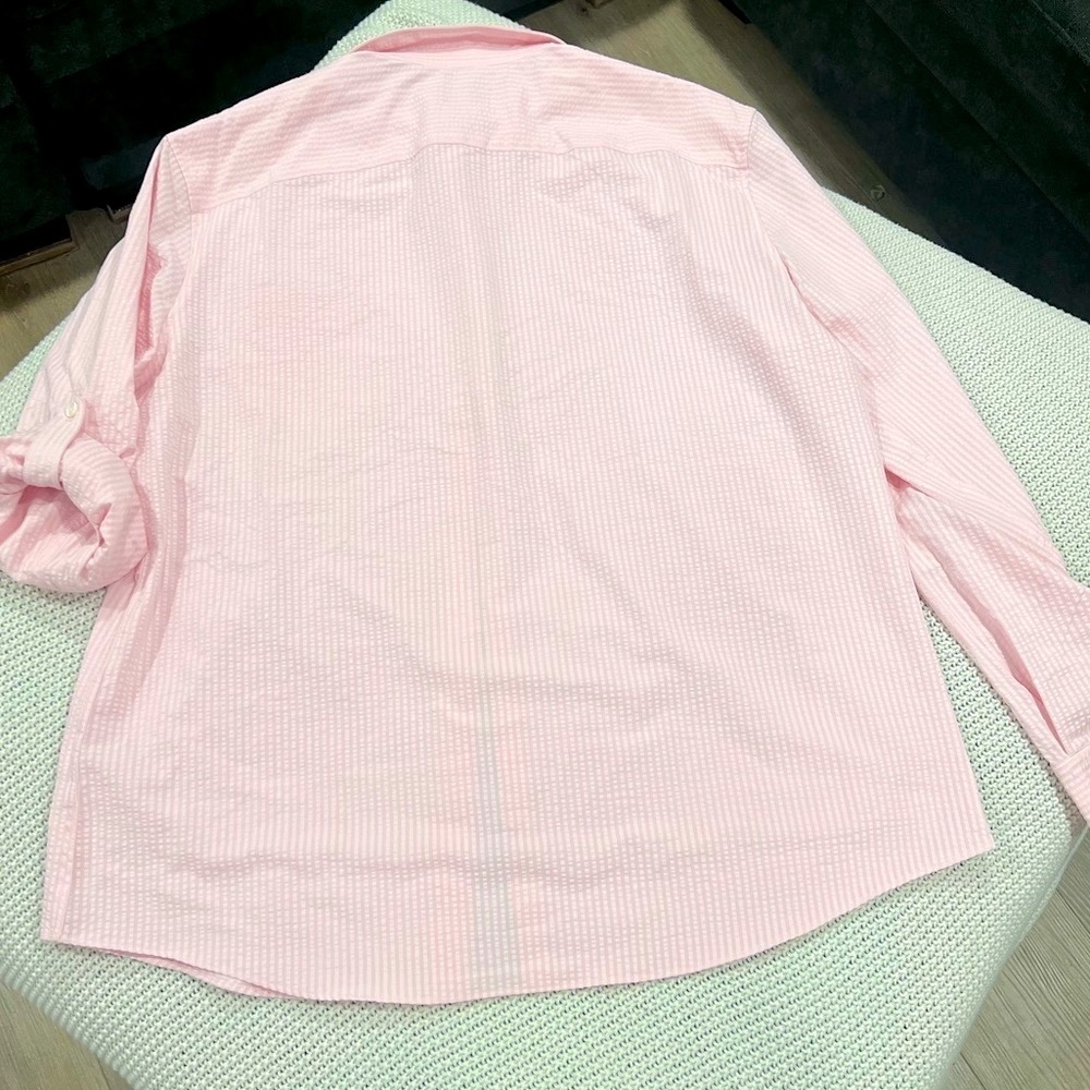Perry Ellis Men's Light Pink Striped Button Down Shirt - Picture 6 of 11